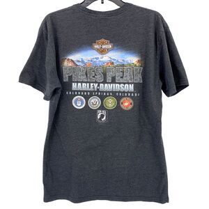 Harley Davidson Pikes Peak Colorado Springs POW MIA Military Skull Shirt Large